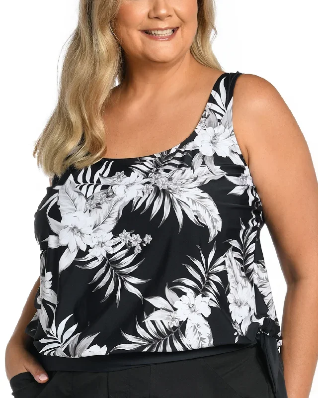 2024 Maxine of Hollywood Women's Plus Tropic Paradise Blouson Tankini Top - Mw4dh67