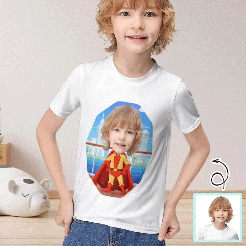 #6-12Y Custom Face Superman Cute Kid's T-shirt For Boy Girl