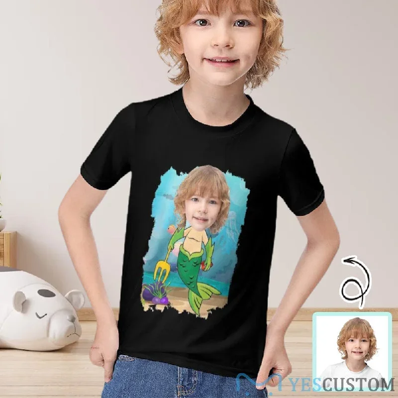 #6-12Y Custom Face Transform into a Sea Monster Cute Kid's T-shirt For Boy Girl