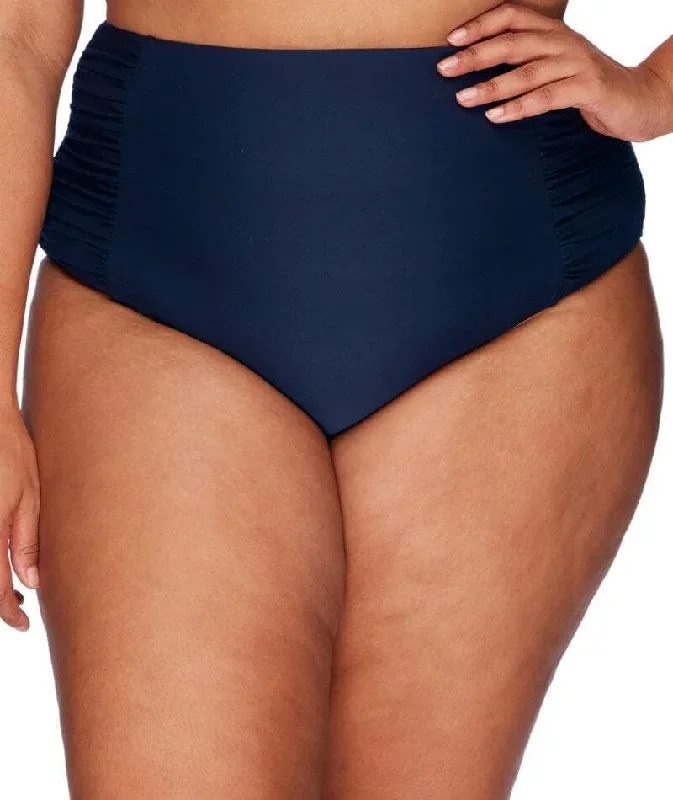 Artesands Rouched Side High Waist Brief - Navy