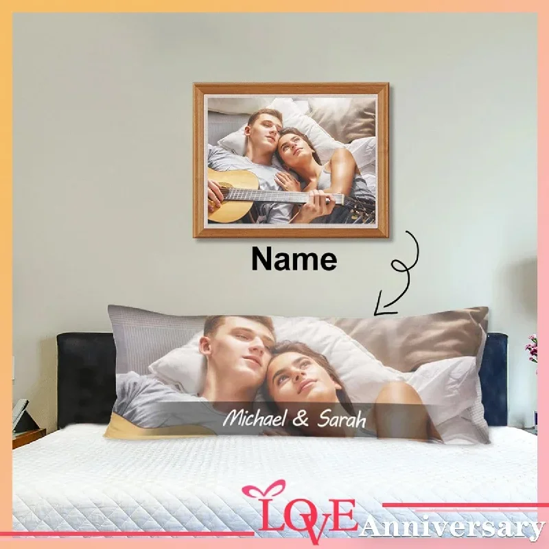 Body Pillow Cover with Picture on It Custom Photo&Name Couple Body Pillow Case 20"x54"