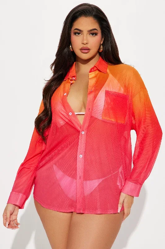 breezy-paradise-linen-ombre-swim-cover-up-shirt-red-combo