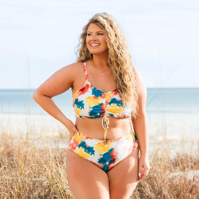 Coast Is Calling Swim Bottom, Tie-Dye Orange