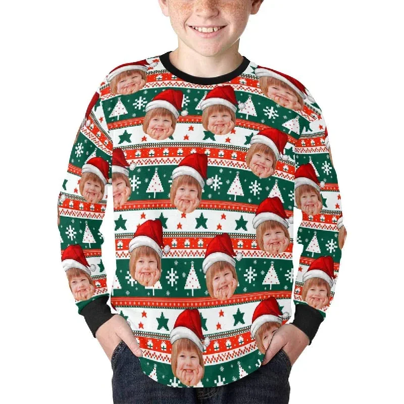 custom-face-christmas-kids-rib-cuff-long-sleeve-t-shirt