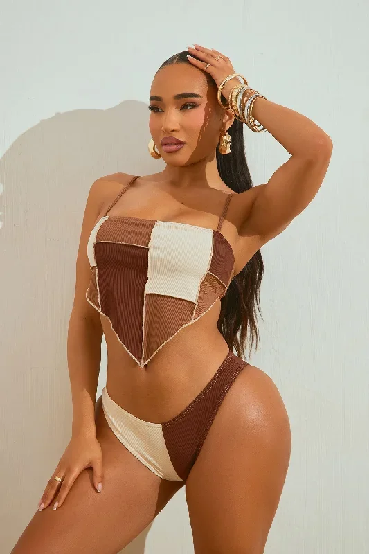 Emmy Tank Top 2 Piece Bikini - Brown Combo