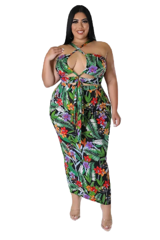 final-sale-plus-size-2pc-ruched-skirt-set-in-black-multi-color-design-print