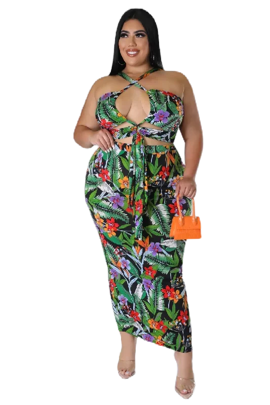 final-sale-plus-size-2pc-ruched-skirt-set-in-black-multi-color-design-print