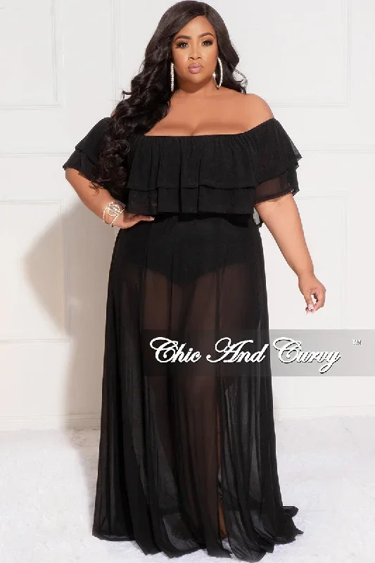 final-sale-plus-size-ruffle-off-the-shoulder-mesh-bodysuit-dress-in-black