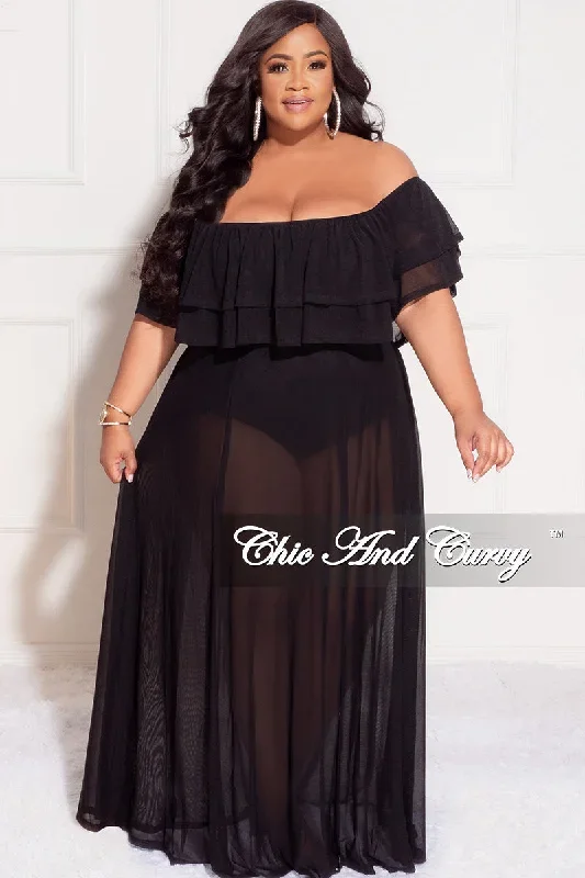 final-sale-plus-size-ruffle-off-the-shoulder-mesh-bodysuit-dress-in-black