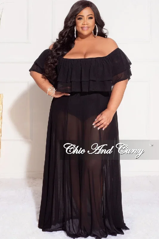 final-sale-plus-size-ruffle-off-the-shoulder-mesh-bodysuit-dress-in-black