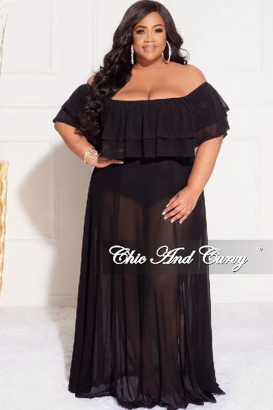 final-sale-plus-size-ruffle-off-the-shoulder-mesh-bodysuit-dress-in-black