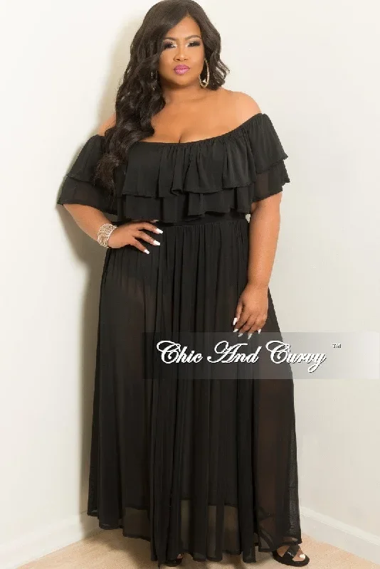 final-sale-plus-size-ruffle-off-the-shoulder-mesh-bodysuit-dress-in-black