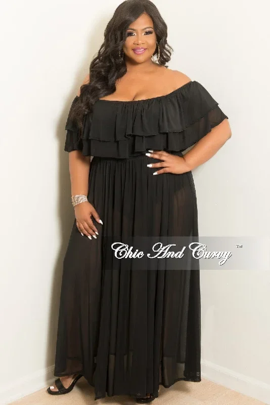 final-sale-plus-size-ruffle-off-the-shoulder-mesh-bodysuit-dress-in-black