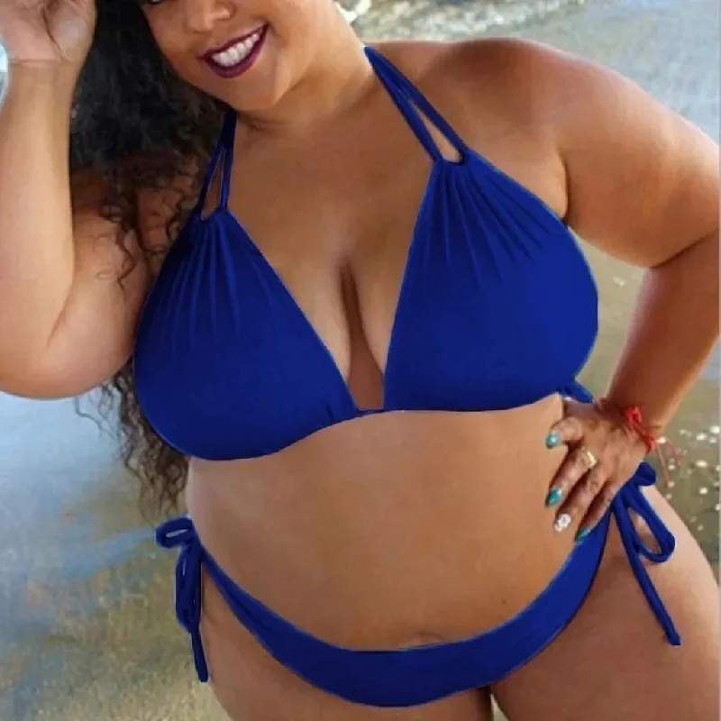 FashionSierra - 2024 Flattering High Cut Sexy Lace Up Plus Size Swimsuits