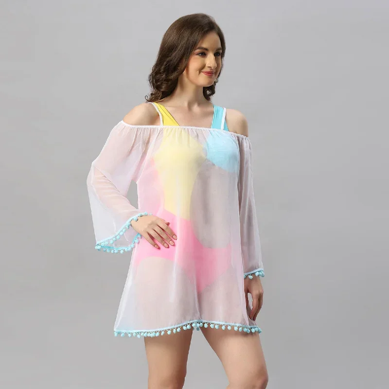 full-sleeves-off-shoulder-pom-pom-cover-up-dress-aqs-23-white