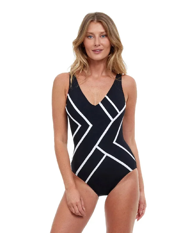 Gottex Mirage Full Coverage V-Neck One Piece Swimsuit