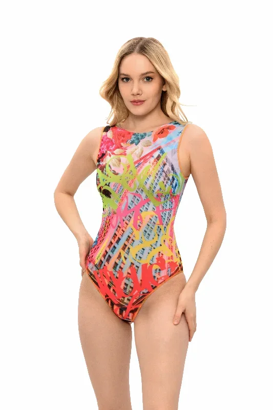 GRAFFITI SLEEVELESS SWIMSUIT