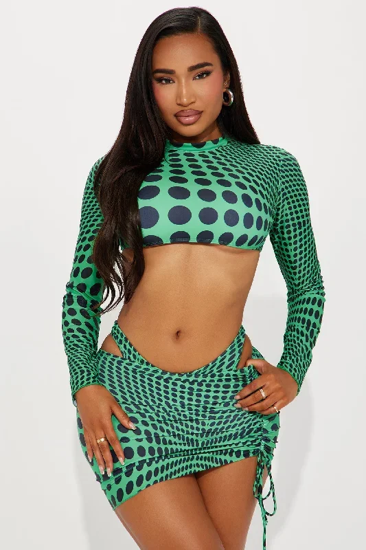 Halle 3 Piece Bikini Set - Green/combo