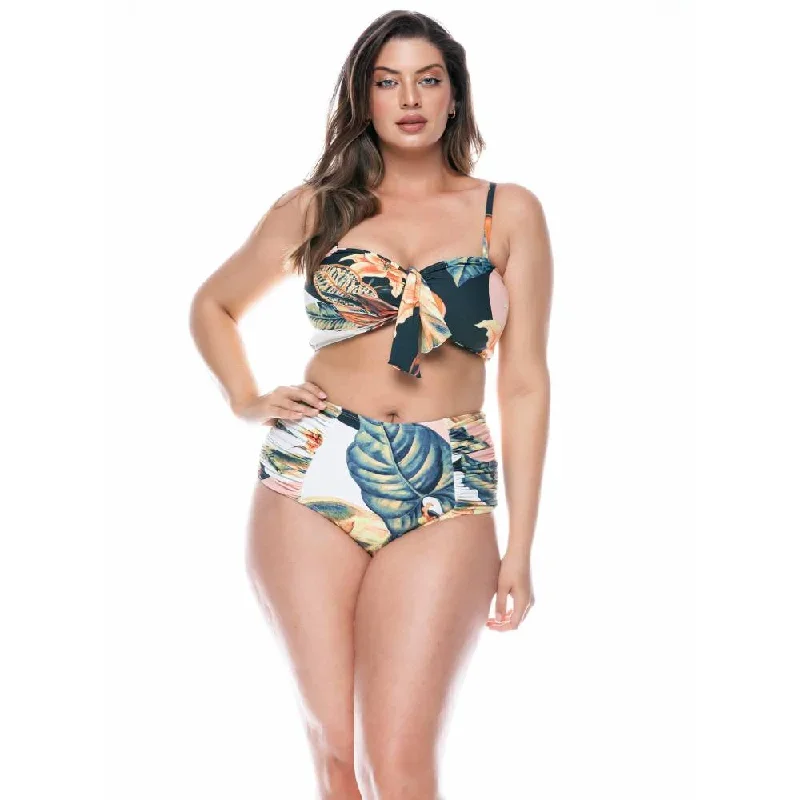 HIGH WAISTED SIDE DRAPED BIKINI BOTTOM