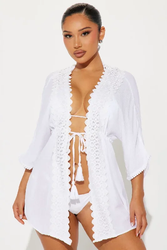 Island Sun Crochet Cover Up Top - White