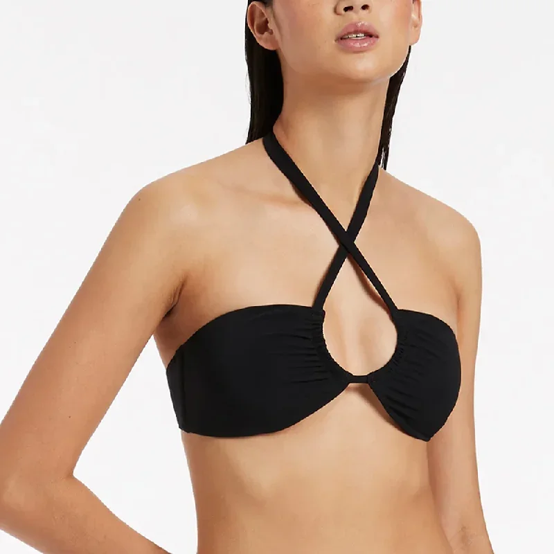 Jets Australia Jetset Halter Gather Bikini Top J40519 Black