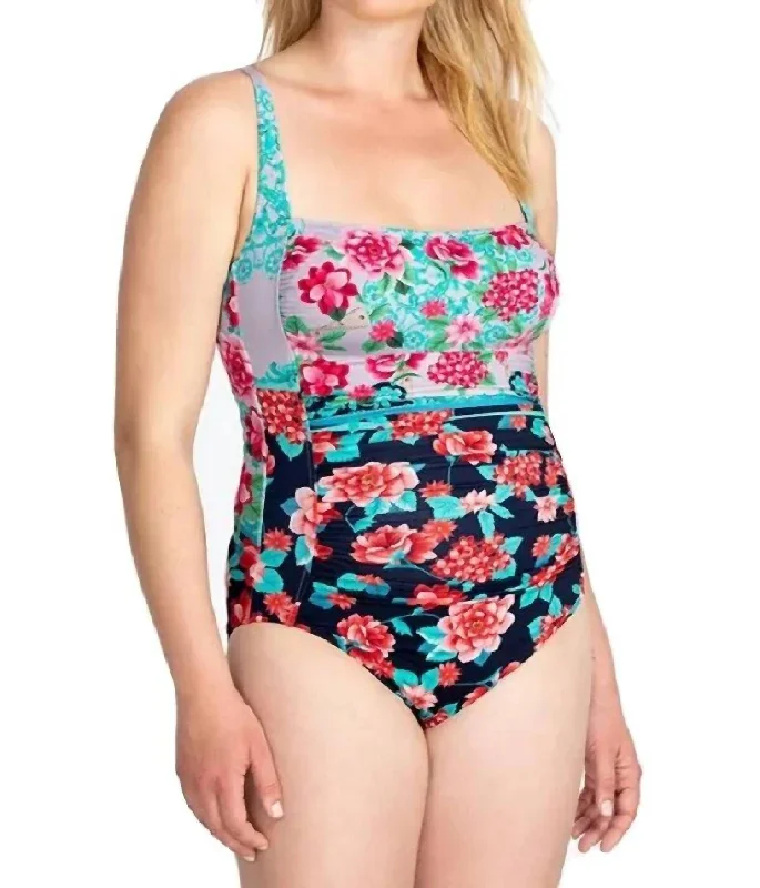 Japer Ruched One Piece Swimsuit In Multi