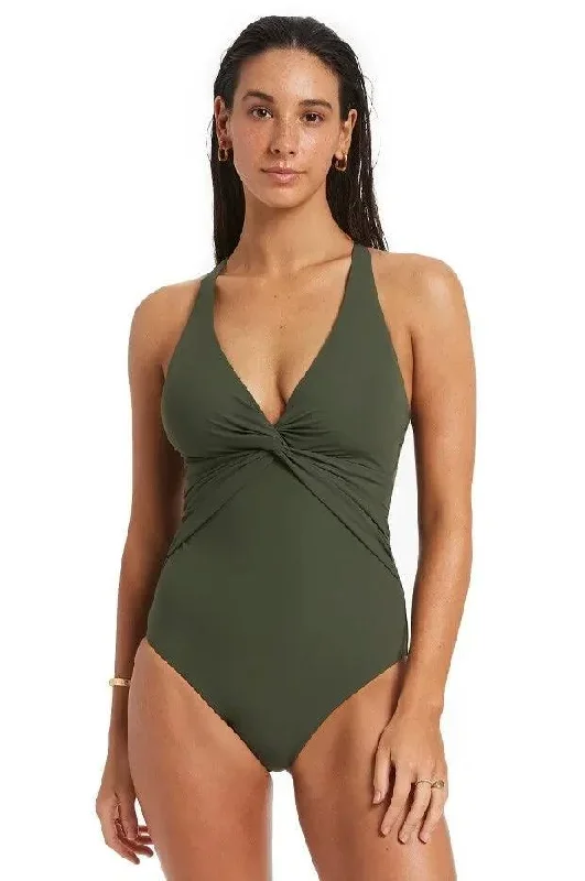 Jets J10997 Jetset Twist Front Backcross One Piece Olive