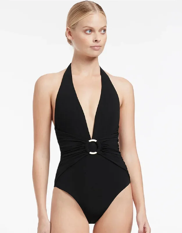 Jetset Trim Plunge Swimsuit - Black