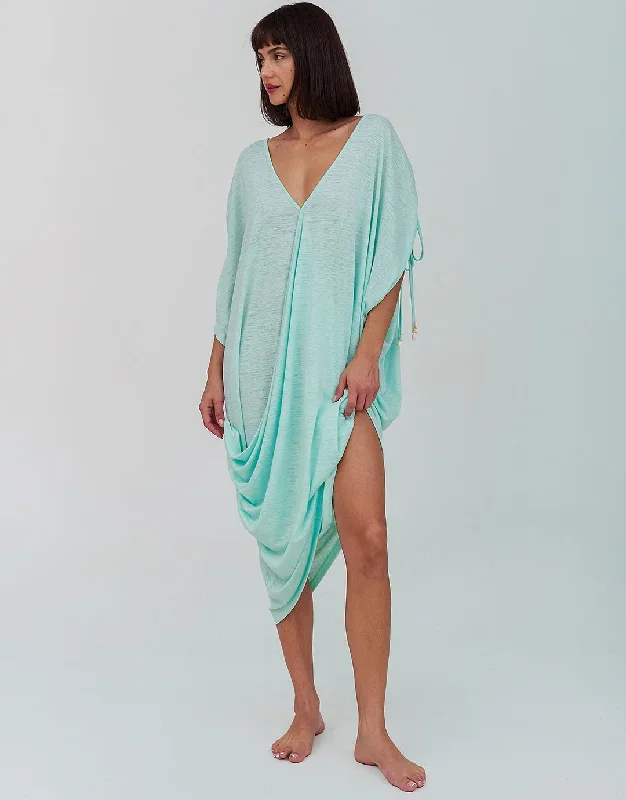 Juno Draped Dress - Aqua