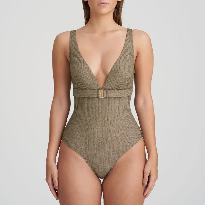 Marie Jo Swimwear Tinjis Golden Olive Plunge One Piece 1006932