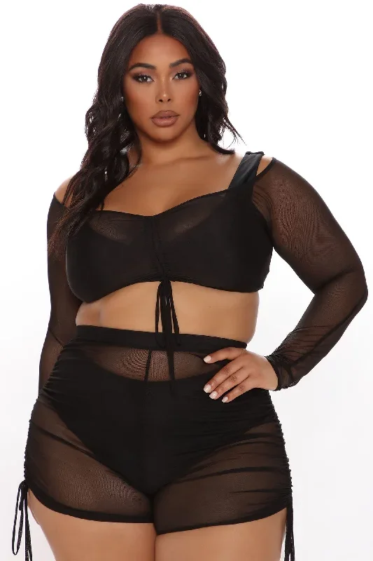 oasis-babe-ruched-mesh-cover-up-set-black