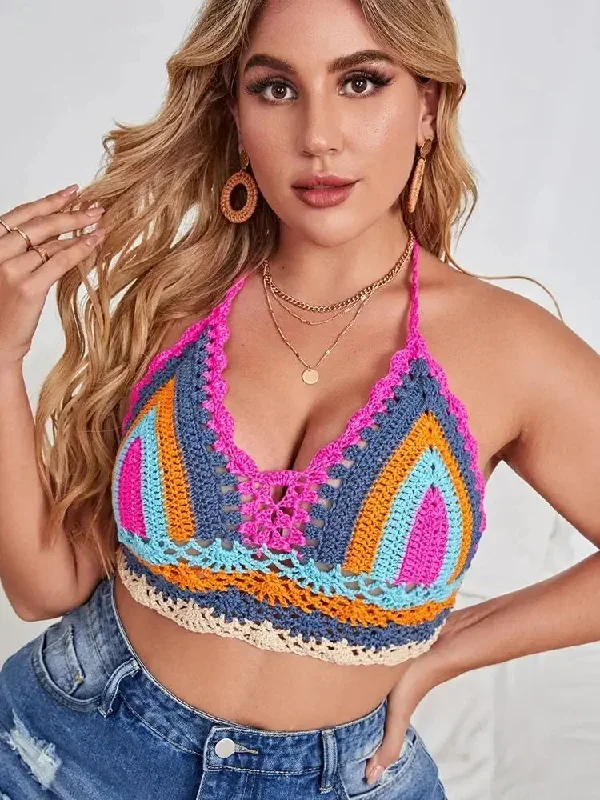 FashionSierra - 2024 Off-Shoulder Vibrant Rainbow Plus Size Swimsuits