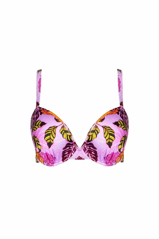 Riley Fuller Bust Mix & Match Pink Palm Print Plunge Bikini Top