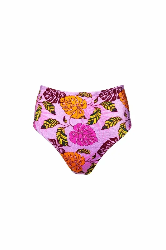 Riley Mix & Match Pink Palm Print High Waisted Bikini Bottom