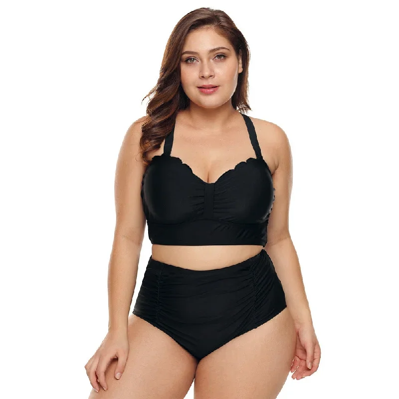 Plus Size Strappy Push Up High Waisted Bikini Bathing Suits