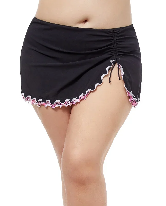 Profile By Gottex Pretty Wild Plus Size Side Slit Cinch Swim Skirt