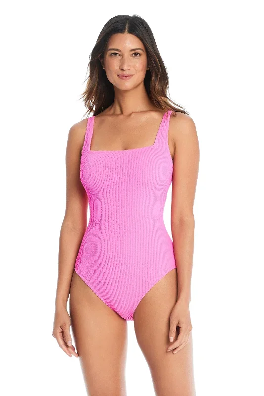 Pucker Up Square Neck One-Piece Swimsuit