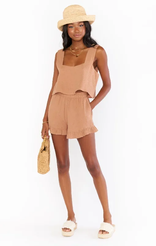 Rockie Ruffle Shorts ~ Tan