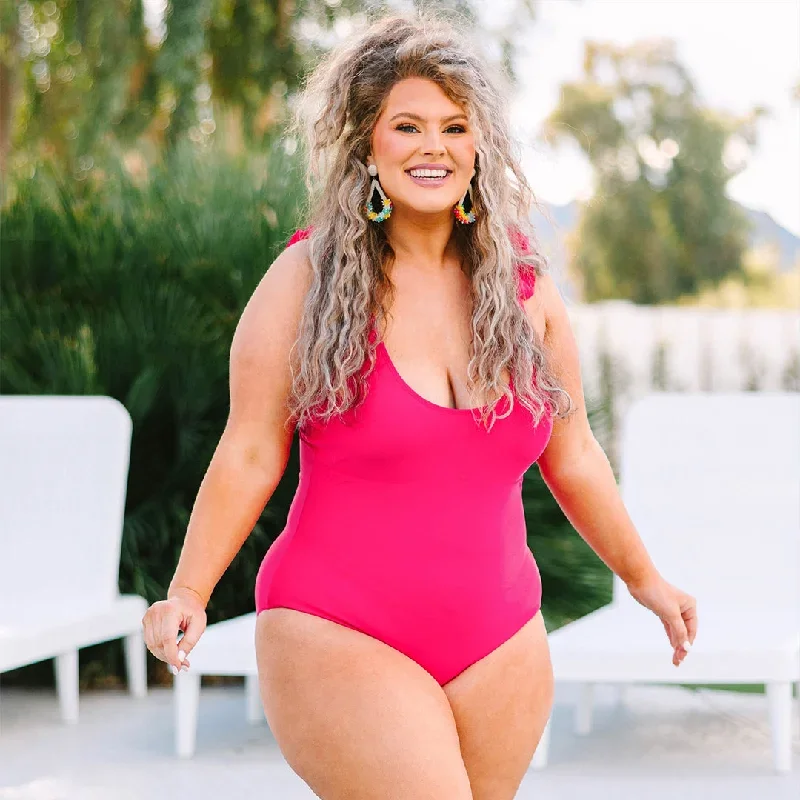 Ruffle Your Feathers Swimsuit, Hot Pink