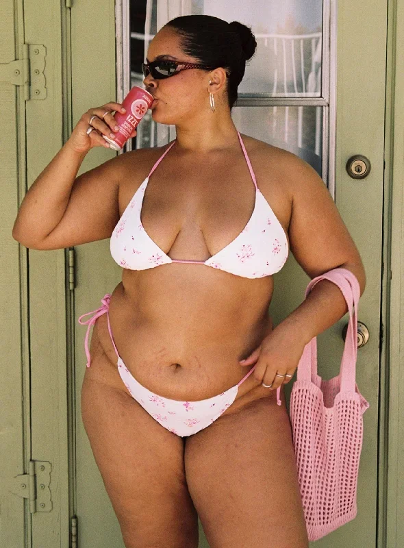 Sasha Bikini Bottoms White / Pink Floral Curve