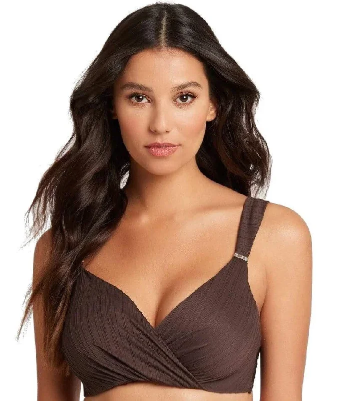 Sea Level Casablanca Cross Front Underwire DD-E Cup Bikini Top - Espresso