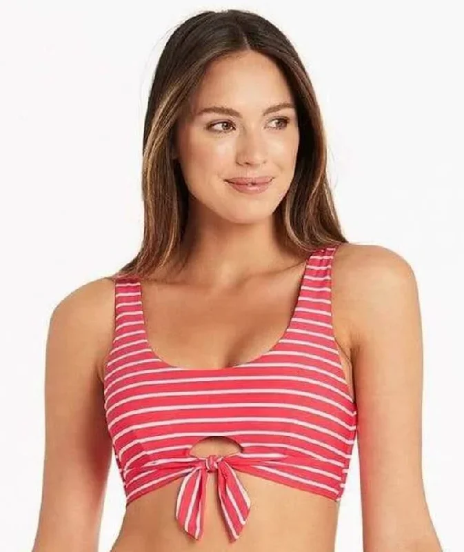 Sea Level Chamarel Tie Front Crop Bikini Top - Coral