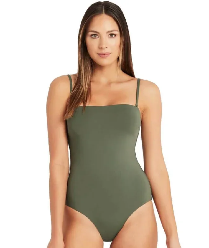 Sea Level Eco Essentials Bandeau One Piece Swimsuit - Khaki