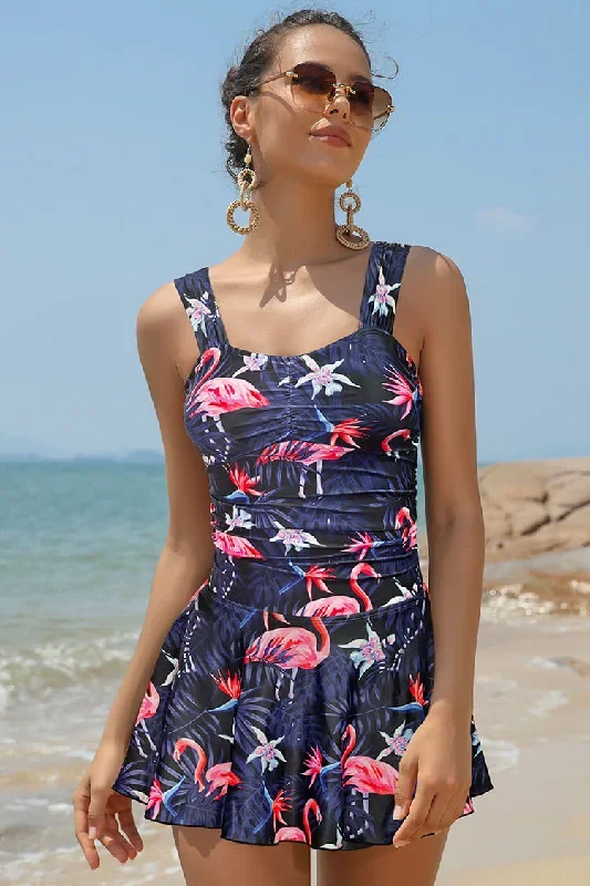 One Piece Ruched Cutout Swimdress