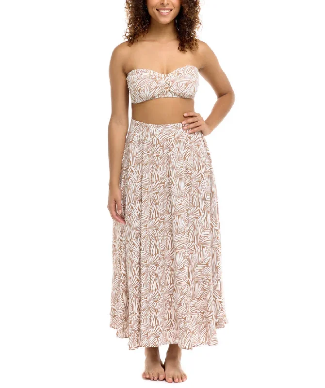 Skye Swimwear Biomes Sidony Tan Long Maxi Skirt Cover Up 759640