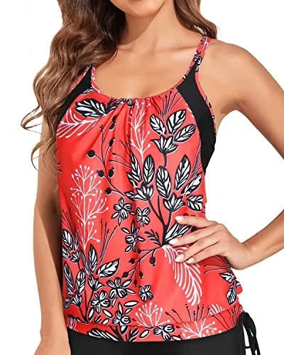 Slimming & Maternity Swim Tank Top Women-Red Floral