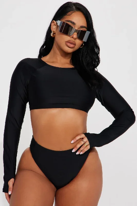 Sonya Long Sleeve 2 Piece Bikini - Black/Black