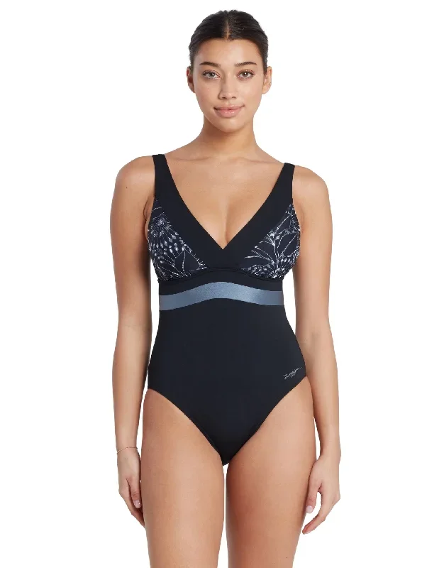 Stellar Square Back Swimsuit - Black/White