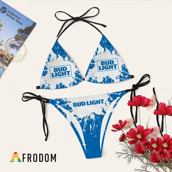 Tie Dye Bud Light Triangle Bikini Set Swimsuit