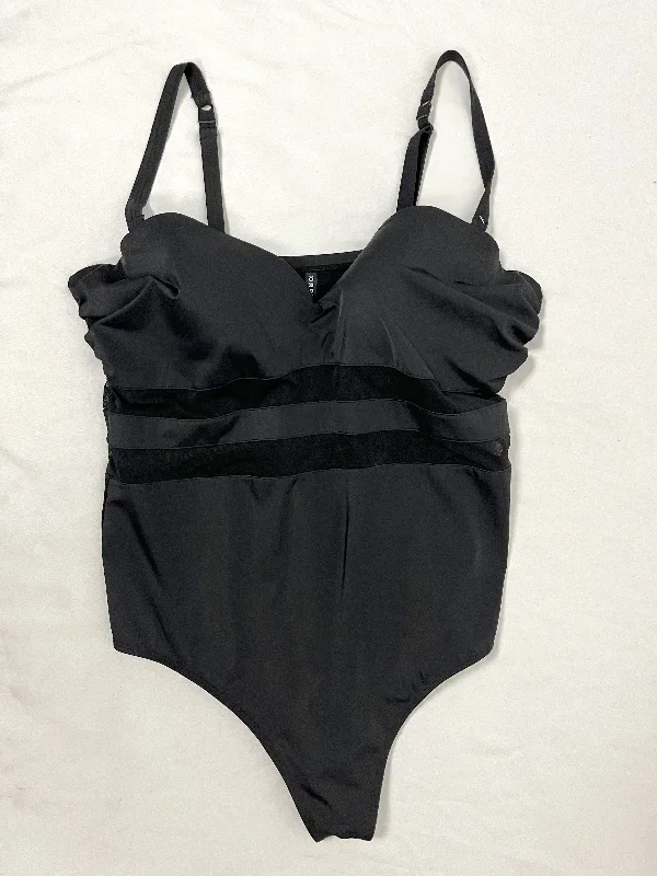 Torrid Size 3 (22/24) Black Mesh Stripe Swimsuit